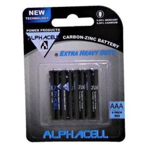 alphacell zinc carbon battery size aaa 4pc 4akid