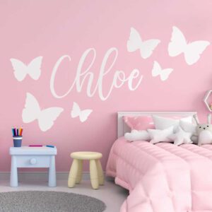 butterflies flying with name butterfly wall sticker