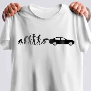 evolution of man car t shirt