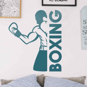 boxing figure and text wall decal