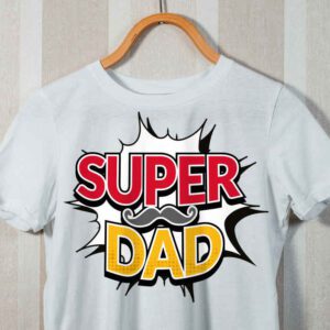 comic super dad with moustache father and son matching shirts 1