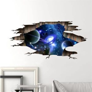 3d wall or floor stickers blue saturn with shooting stars 4akid 1