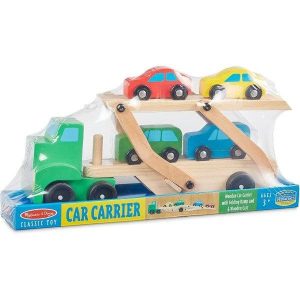 Melissa DougCarCarrierTruckandCarsWoodenToySetWith1Truckand4Cars.6