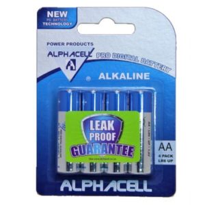 alphacell alkaline pro digital battery size aa 4pc 4akid