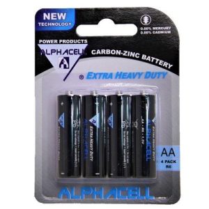alphacell zinc carbon battery size aa 4pc 4akid